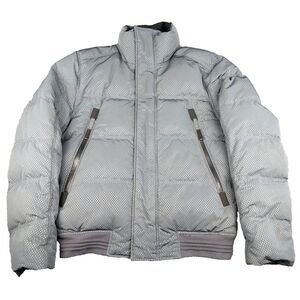 Andrew Marc‎ Down Jacket Grey Silver Dot Full Zip Mens S Wind Rain Resistant